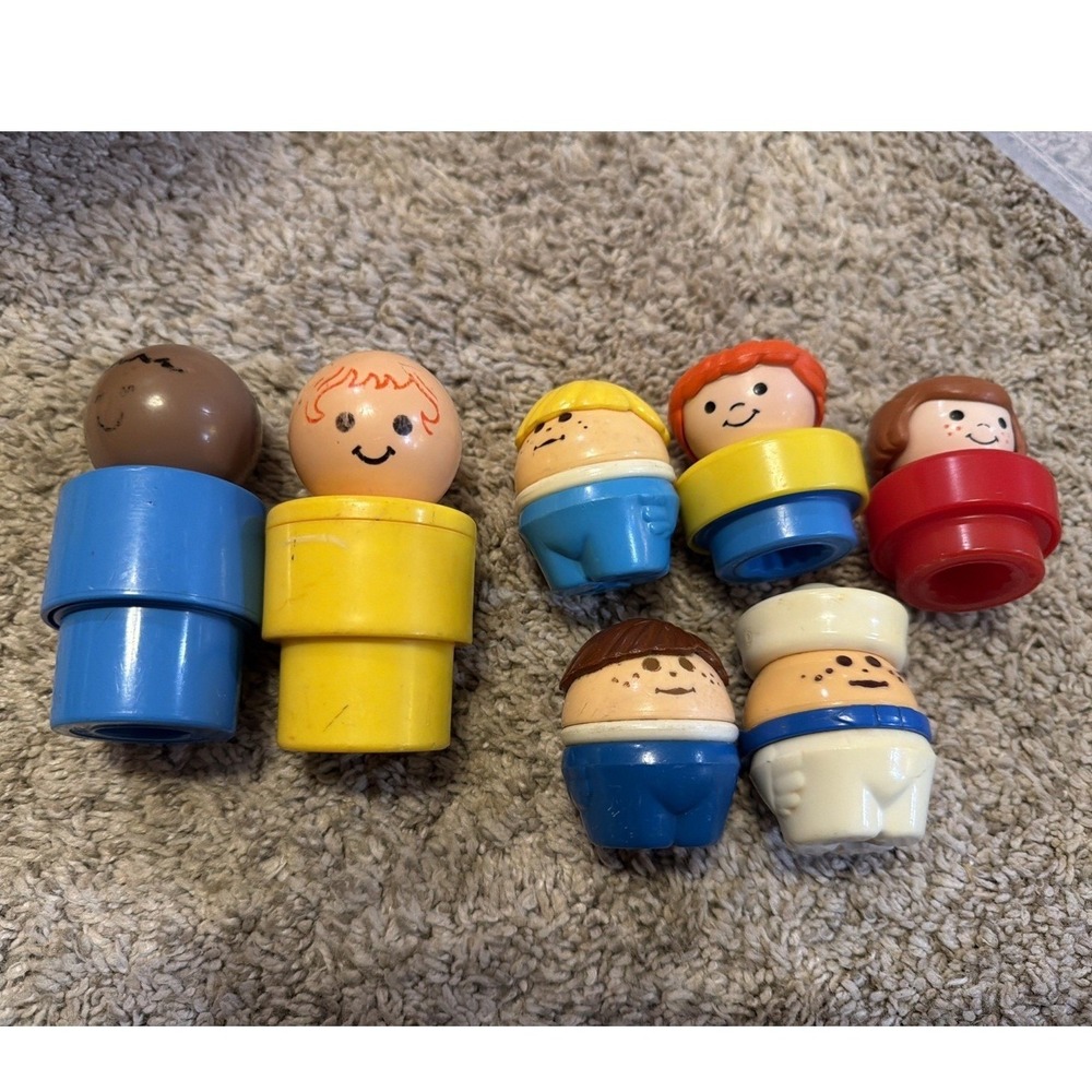 Vintage Fisher Price Little People Lot of 7 Figures Wood Plastic Sailor Freckles